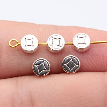 Double Sided Geometric Coin Beads in Two Finishes for Jewelry Making