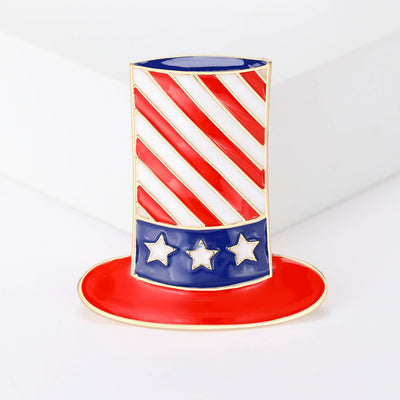 striped top hat brooch shown from the front