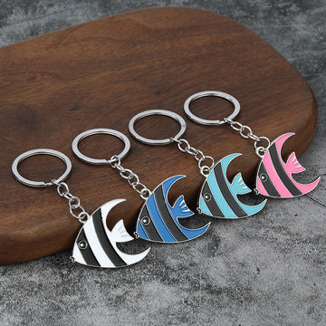 Striped Tropical Fish Enamel Keychains in Four Colors