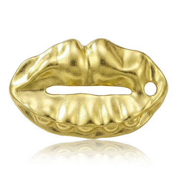 Sculpted Lips Brooch in Polished Metal for Jackets and Scarves