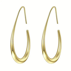 Teardrop Open Hoop Drop Earrings Four Metal Colors