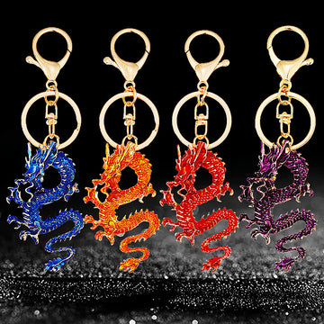 Enamel Chinese Dragon Keychains in Four Colors plus Assorted Option
