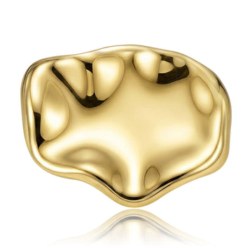 Organic Ripple Brooch in Polished Metal for Jackets and Scarves