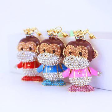 Monkey Rhinestone Keychain With Gold-Tone Lobster Clasp, 9 Styles