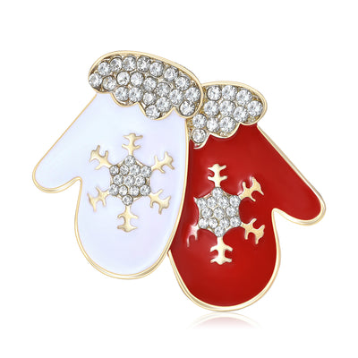 Red And White Mitten Brooch on white background