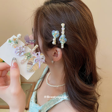 Decorated Duckbill Hair Clips Leaf Butterfly Styles 2 Colors