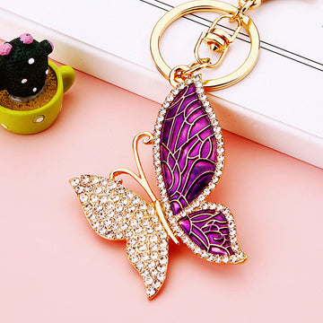 Mixed Patterned Tassel and Multicolor Jeweled Butterfly Keychains in Sixteen Styles