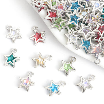 Polished Star Glass And Alloy Charms in 7 Styles for Jewelry Crafts
