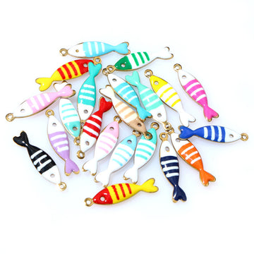 Striped Fish Charms Jewelry Making Components In Detailed Metal Finishes