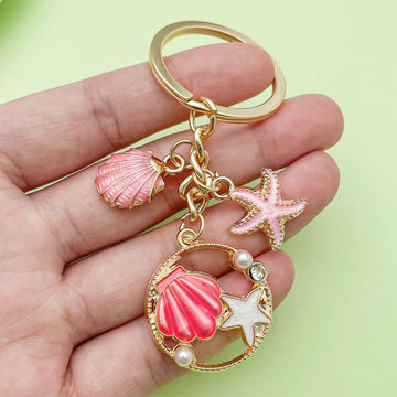 Starfish, Conch and Shell Charm Keychains in 30 Pictured Variations for Bags and Keys