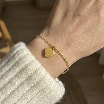 Puffed Heart Link Bracelets in Gold and Silver Tone