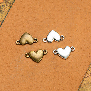 Small Heart Two-Hole Metal Bracelet Connectors for Jewelry Making