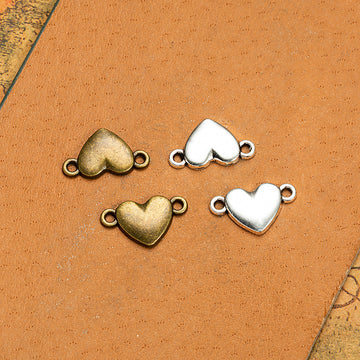 Small Heart Two-Hole Metal Bracelet Connectors for Jewelry Making
