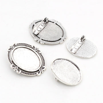 Oval Cabochon Brooch Trays With Pin Backs in Two Styles