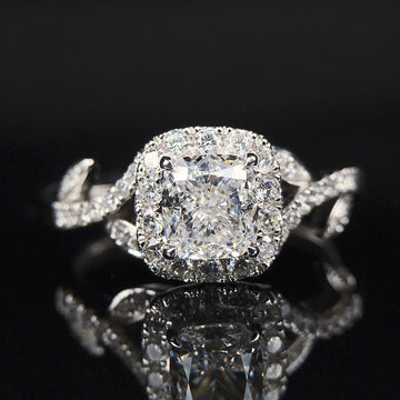 Silver Tone Oval Cluster Clear Stone Split Band Ring