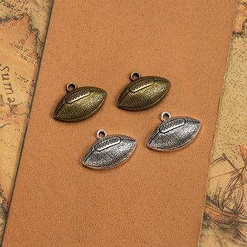Textured American Football Metal Charm Pendants for Jewelry Making