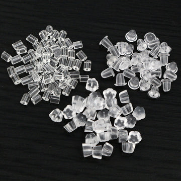 Clear Plastic Stud Earring Backs in Assorted Shapes
