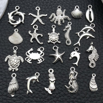 Black Mermaid and Dolphin Metal Charms with 25 Listed Options