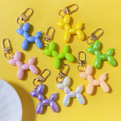Main product view of gold Tone Metallic Balloon Dog Clip Keychains in Six Colors