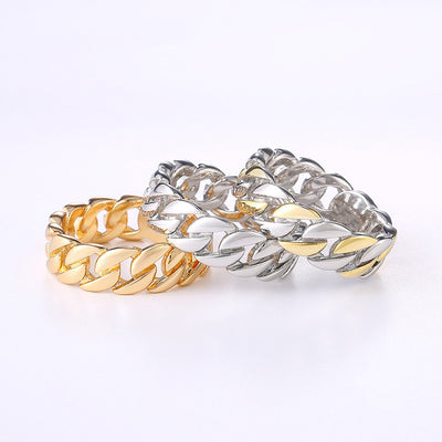 Gold, silver, and mixed-tone flat curb chain rings
