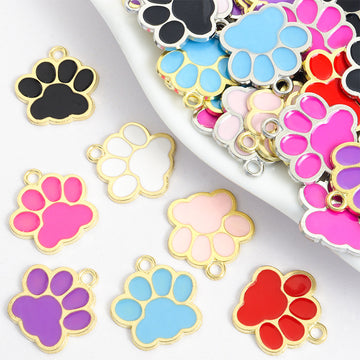 Enamel-Look Gold Silver Cat Paw Alloy Charms in 14 Styles