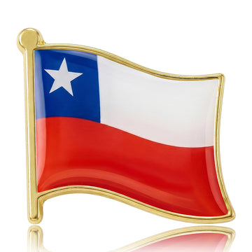 Chile Flag Lapel Pin in Red White and Blue Enamel With Gold Border