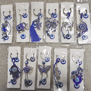 Blue Evil Eye Metal Keychain Assortment Random 12 Pack Mix