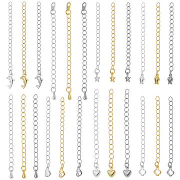 Eight Charm Metal Extension Chains in Three Finishes Jewelry Findings