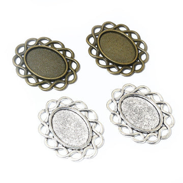 Braided Openwork Oval Pendant Settings in Two Finishes