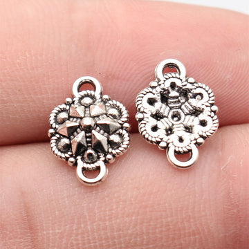 Antique Silver Floral Diamond Connectors in Two Sizes