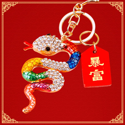 Main image 1 shows a supplied presentation of jeweled snake keychains with visible attached key hardware.