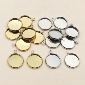 Round Stainless Steel Pendant Bezels With Single or Double Loops