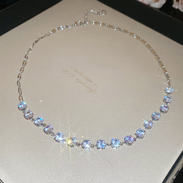Sparkly Round Zircon Necklace Bracelet Sets Five Styles