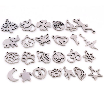 Stainless Steel Mini Charms in Twenty-Six Nature and Symbol Shapes