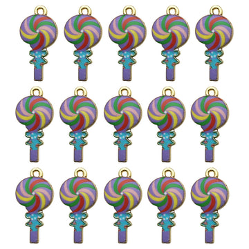 Blue Lollipop Metal Charms for Jewelry and Craft Projects