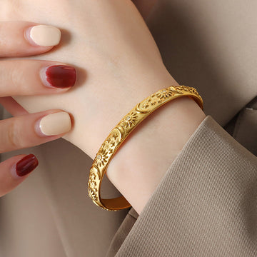 Celestial Sun Moon Star Open Bangle And Hoop Earrings