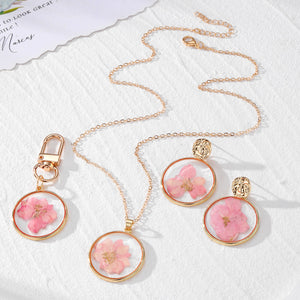 Resin Pressed Flower Keychain Necklace Stud Earrings 6