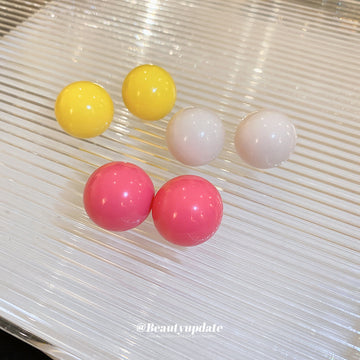 Glossy Colorful Oversized Round Ball Stud Earrings