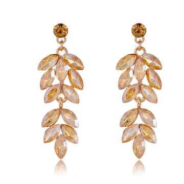 Gold Tone Champagne Leaf Dangle Four Designs Metal Dangle Earrings