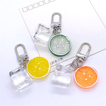 Lemon, Lime and Orange Slice Ice Cube Lobster Clasp Charms