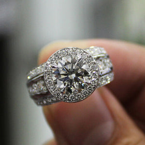 Silver Tone Round Clear Stone Double Row Ring Jewelry