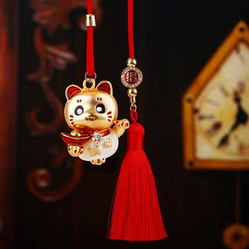 Mixed Lucky Cat and Golden Monkey Car Hangers in Four Pictured Constructions