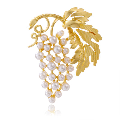 Front view of the grape cluster metal brooch