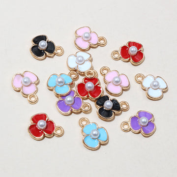 Small Enamel Flower Charms in Seven Color Styles for Jewelry