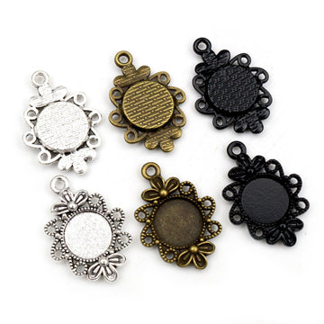 Floral Round Cabochon Connector Trays in Four Finishes