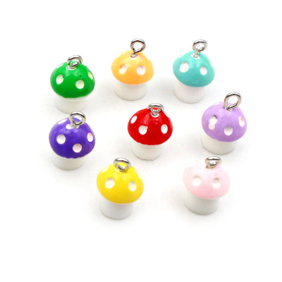 Mixed Color Three Dimensional Mushroom Pendants with White Stems — grouped product view
