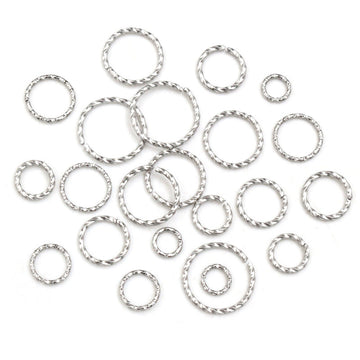 Twisted Stainless Steel Jump Rings in Seven Pictured Sizes