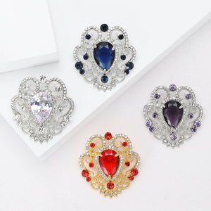 Small Baroque Teardrop Brooch Filigree Rhinestone Four Color
