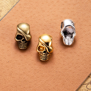 Skull Large Hole Detailed Metal Bead in 3 Vintage Finishes
