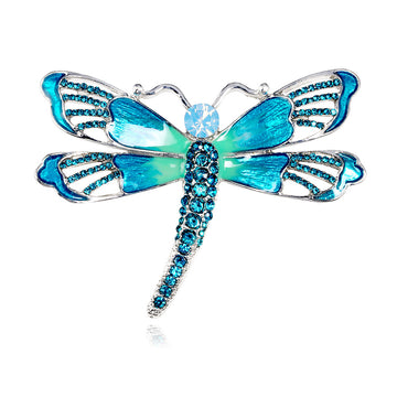 Aqua Blue Dragonfly Two Designs Metal Brooch Pin for Jackets and Lapels